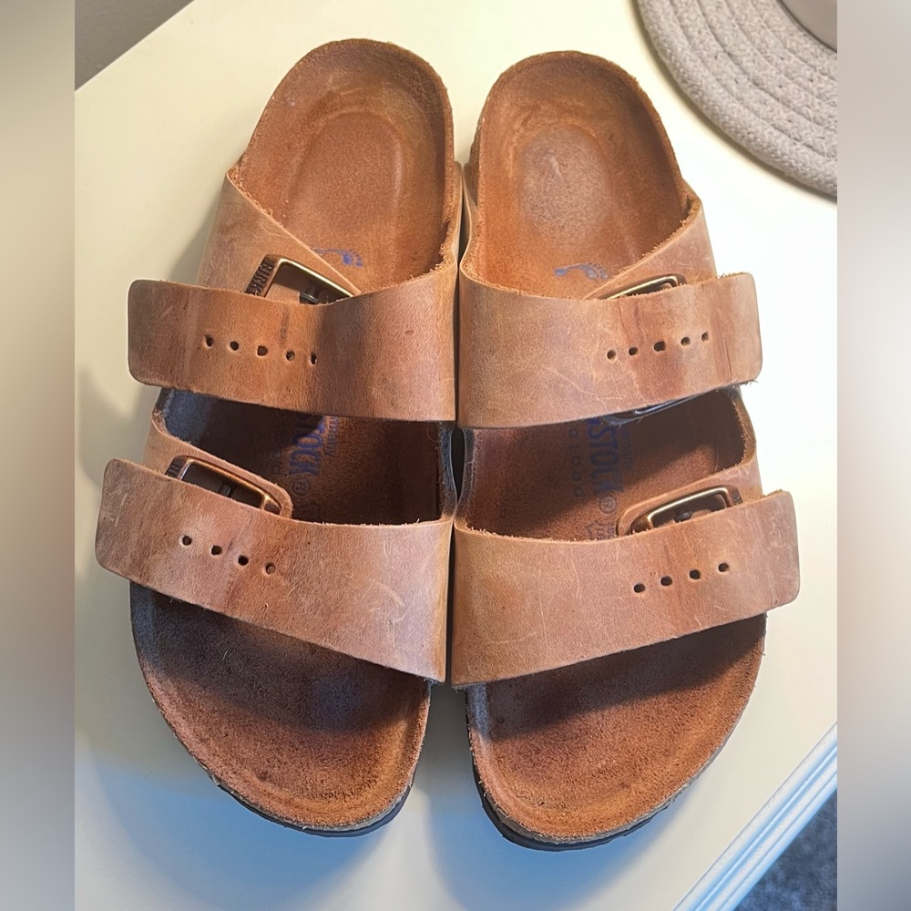Birkenstock Arizona Tobacco Tan Soft Oiled Leather Sandals Size 37 US Size 6